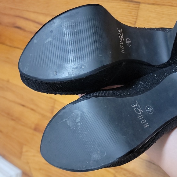Rouge Dance Club Glitter Black Crystals Dancers Platform Heels sz 9 - Picture 5 of 5